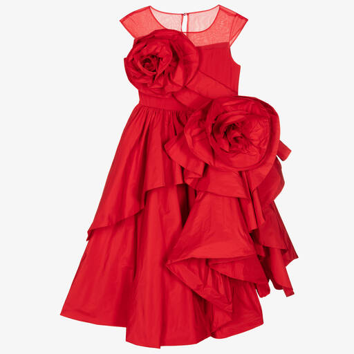 Marchesa Kids Couture-Girls Red Silk Taffeta Dress  | Childrensalon Outlet
