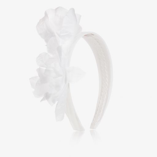 Marchesa Kids Couture-White Taffeta Floral Hairband | Childrensalon Outlet