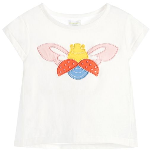 Margherita Kids-Girls White Bee T-Shirt  | Childrensalon Outlet