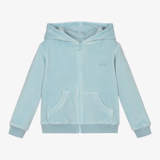 Marie-Chantal-Veste zippée bleue en velours de coton | Childrensalon Outlet