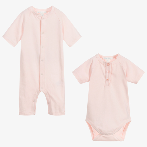 Marie-Chantal-Pink Babygrow & Bodyvest Set | Childrensalon Outlet