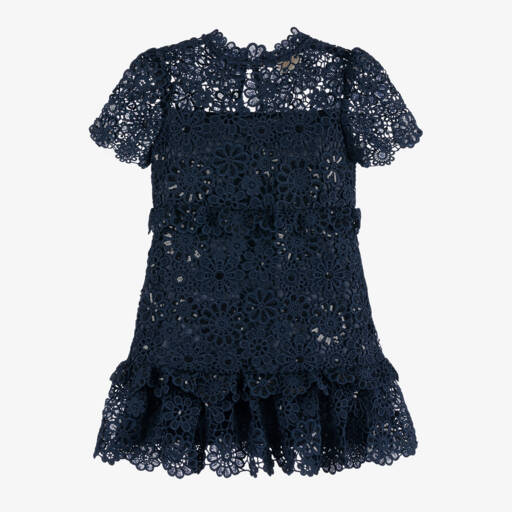 Marlo Kids-Girls Navy Floral Lace Dress | Childrensalon Outlet