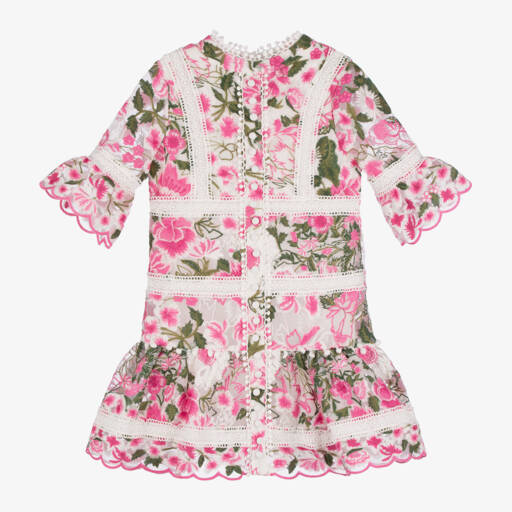 Marlo Kids-Girls Pink Embroidered Floral Dress | Childrensalon Outlet