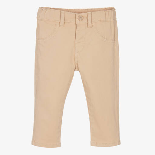 Mayoral-Baby Boys Beige Cotton Trousers | Childrensalon Outlet