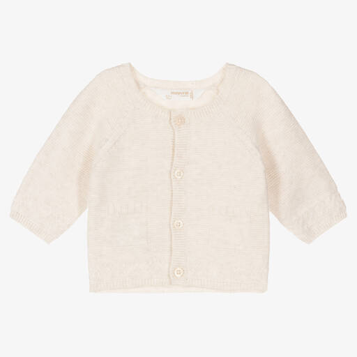 Mayoral-Baby Boys Beige Cotton & Wool Knit Cardigan | Childrensalon Outlet