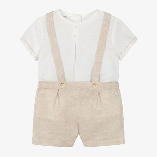 Mayoral Для новорожденных-Baby Boys Beige Linen & Cotton Shorts Set | Childrensalon Outlet