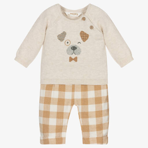 Mayoral Newborn-Baby Boys Beige Trouser Set | Childrensalon Outlet