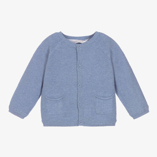 Mayoral-Baby Boys Blue Cotton Knit Cardigan | Childrensalon Outlet