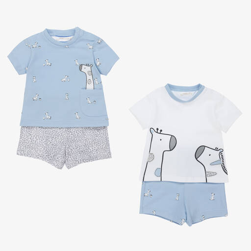 Mayoral-Baby Boys Blue Cotton Shorts Set (2 Pack) | Childrensalon Outlet