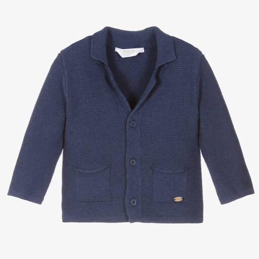 Mayoral-Baby Boys Blue Cotton & Wool Knit Cardigan | Childrensalon Outlet