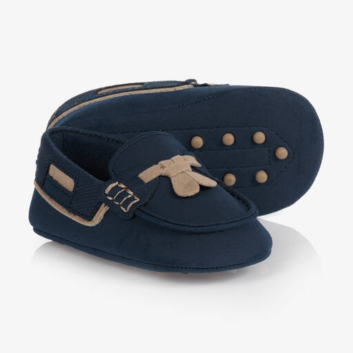 Mayoral Newborn-حذاء موكاسين جلد صناعي لون كحلي للمواليد | Childrensalon Outlet
