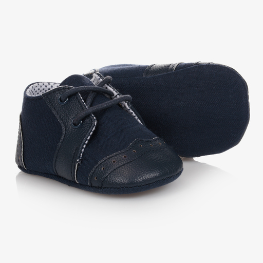 Mayoral Newborn-حذاء جلد صناعي لون كحلي لمرحلة قبل المشي للمواليد | Childrensalon Outlet