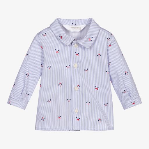 Mayoral Newborn-Голубая рубашка в полоску для малышей  | Childrensalon Outlet