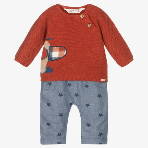 Mayoral Newborn-Baby Boys Blue Trouser Set | Childrensalon Outlet