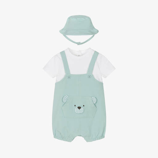 Mayoral Pale Blue Cotton Bear & Bunny Babysuit Gift Set main image 1