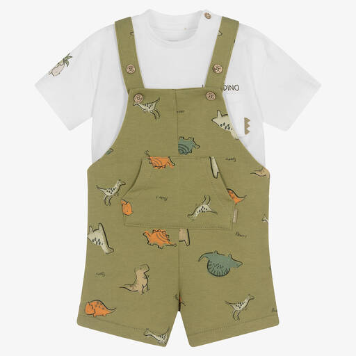 Mayoral-Baby Boys Green Cotton Dungaree Set  | Childrensalon Outlet