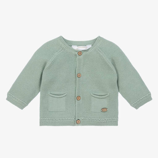 Mayoral-Baby Boys Green Cotton Knit Cardigan | Childrensalon Outlet