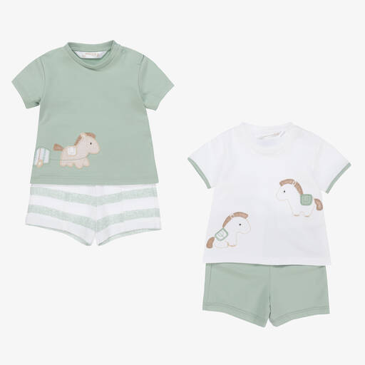 Mayoral-Baby Boys Green Cotton Shorts Set (2 Pack) | Childrensalon Outlet