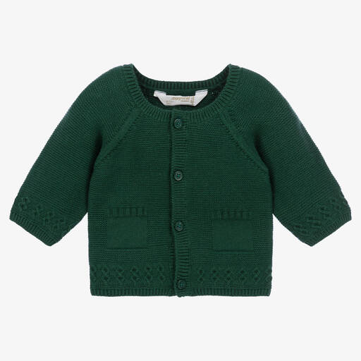 Mayoral-Baby Boys Green Cotton & Wool Knit Cardigan | Childrensalon Outlet