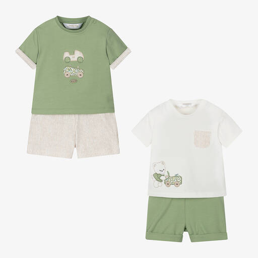 Mayoral Newborn-Baby Boys Green Shorts Sets (2 Pack) | Childrensalon Outlet