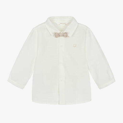 Mayoral Newborn-قميص قطن وكتان لون عاجي للمواليد | Childrensalon Outlet