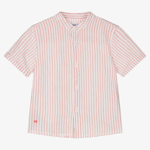 Mayoral-Baby Boys Ivory Stripe Linen Shirt | Childrensalon Outlet