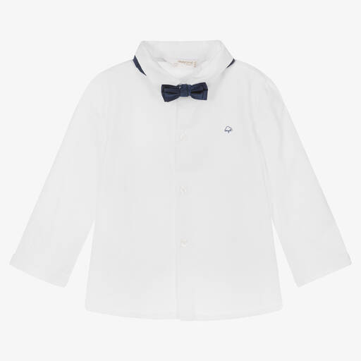 Mayoral-Baby Boys White Cotton Bow-Tie Shirt | Childrensalon Outlet