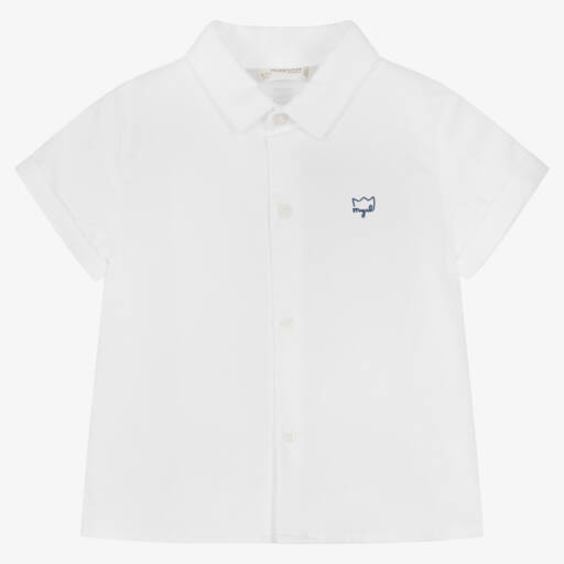Mayoral-Baby Boys White Cotton Shirt With Short Sleeves | Childrensalon Outlet