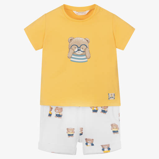 Mayoral-Baby Boys Yellow & White Cotton Shorts Set | Childrensalon Outlet