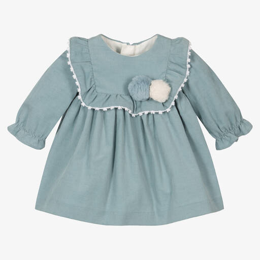 Mayoral-Baby Girls Blue Corduroy Dress | Childrensalon Outlet