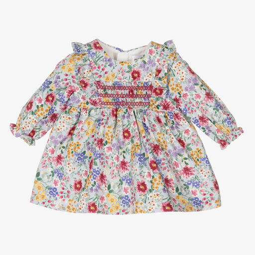 Mayoral Newborn-Baby Girls Blue Smocked Dress | Childrensalon Outlet