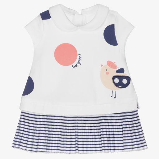 Mayoral Newborn-Baby Girls Blue & White Dress | Childrensalon Outlet