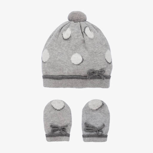 Mayoral Newborn-Baby Girls Grey Hat Set  | Childrensalon Outlet
