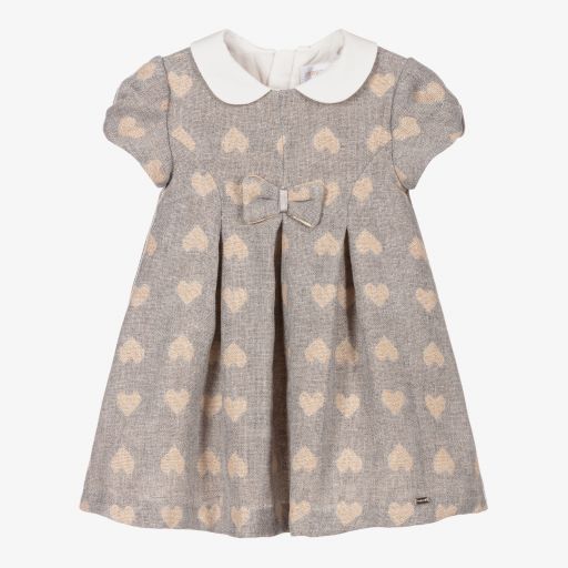 Mayoral Newborn-Baby Girls Grey Hearts Dress | Childrensalon Outlet