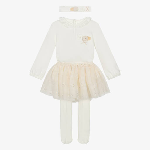 Mayoral-Ensemble grenouillère ivoire beige | Childrensalon Outlet