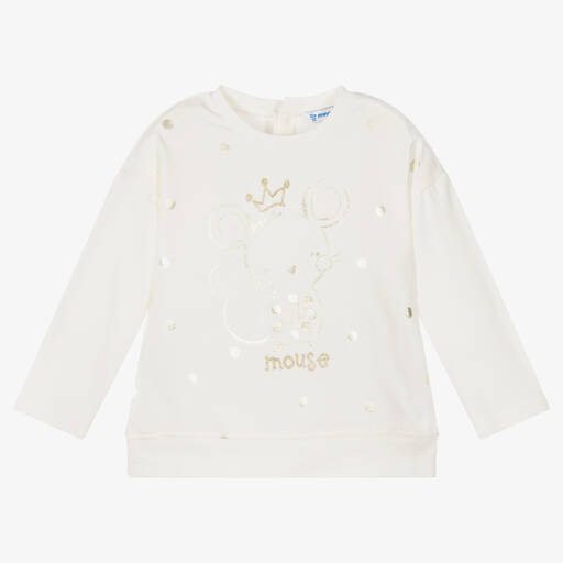 Mayoral-Baby Girls Ivory Cotton Top | Childrensalon Outlet