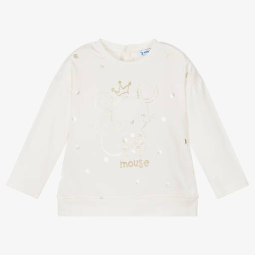 Mayoral-Кремовый хлопковый топ для малышек | Childrensalon Outlet
