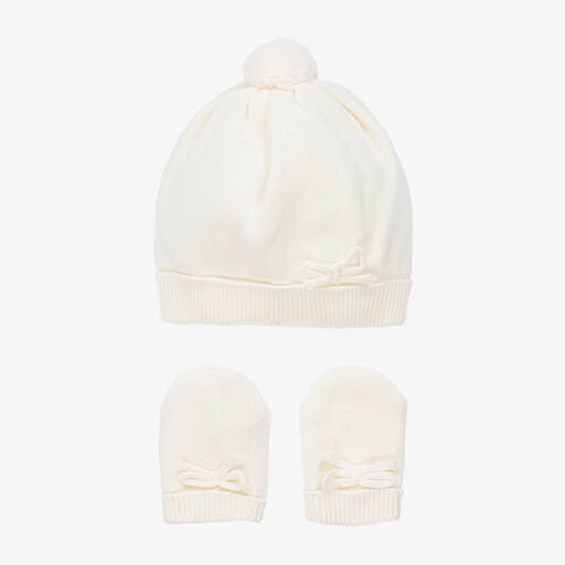 Mayoral Newborn-Baby Girls Ivory Hat Set | Childrensalon Outlet