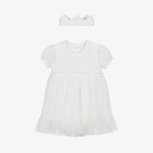 Mayoral Newborn-Baby Girls Ivory Jersey & Tulle Dress Set | Childrensalon Outlet