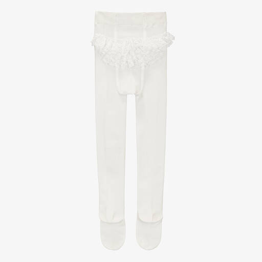 Mayoral-Baby Girls Ivory Lace Frilly Tights | Childrensalon Outlet