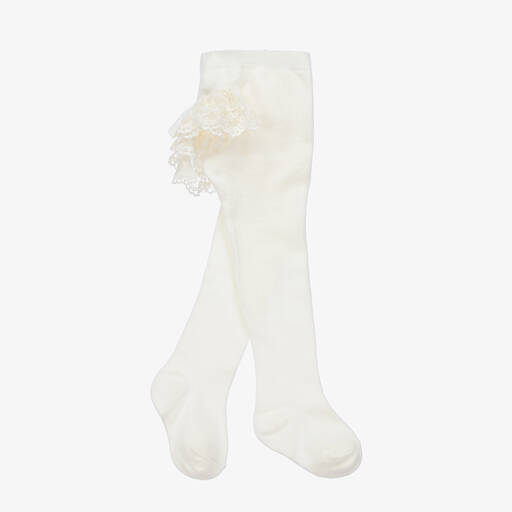 Mayoral-Baby Girls Ivory Lace Tights | Childrensalon Outlet