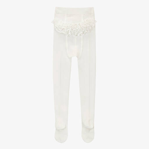 Mayoral-Baby Girls Ivory Ruffle Tights | Childrensalon Outlet