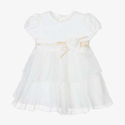 Mayoral-Baby Girls Ivory Velvet Dress | Childrensalon Outlet