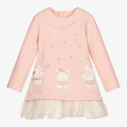 Mayoral Для новорожденных-Розовое платье с медвежатами для девочек | Childrensalon Outlet