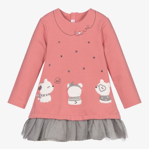 Mayoral Для новорожденных-Розовое платье с медвежатами для девочек | Childrensalon Outlet