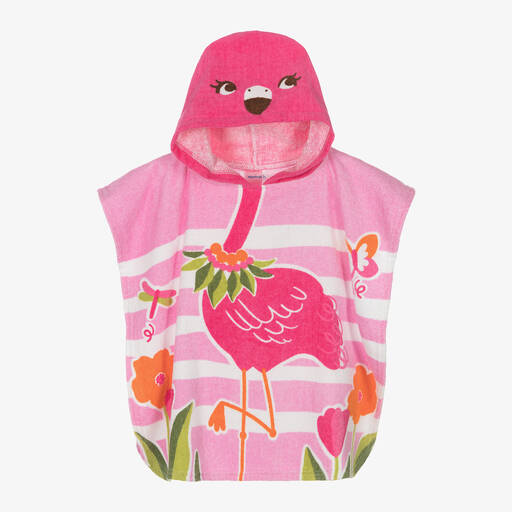 Mayoral-Baby Girls Pink Cotton Flamingo Poncho Towel | Childrensalon Outlet