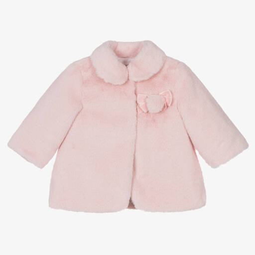 Mayoral-Baby Girls Pink Faux Fur Coat | Childrensalon Outlet