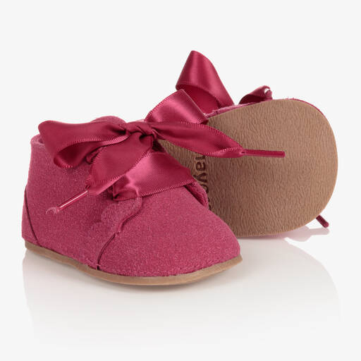 Mayoral Newborn-حذاء جلد صناعي لون زهري داكن لمرحلة قبل المشي للمولودات | Childrensalon Outlet