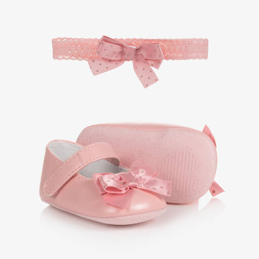 Mayoral-Розовые пинетки и повязка на голову | Childrensalon Outlet