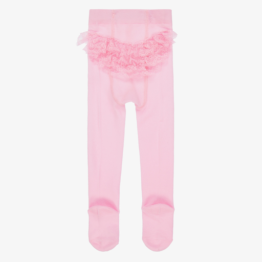 Mayoral-Baby Girls Pink Ruffle Tights | Childrensalon Outlet
